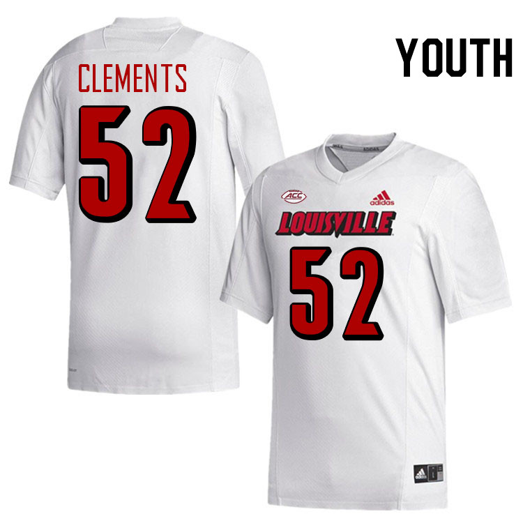 Youth #52 Saadiq Clements Louisville Cardinals College Football Jerseys Stitched-White